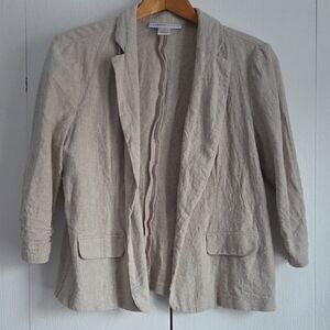 Carol Wren Tan Linen Blend Blazer L